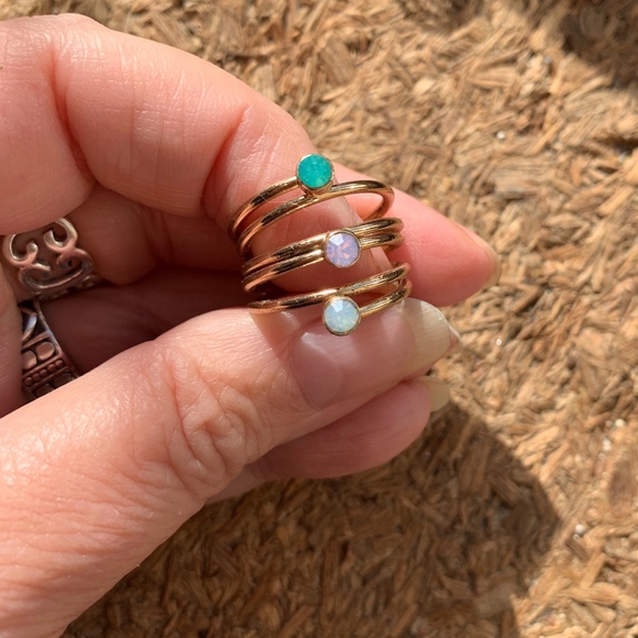 Two Crystal Rhinestone Multi Stacking Band Rings - Picture 8 of 8